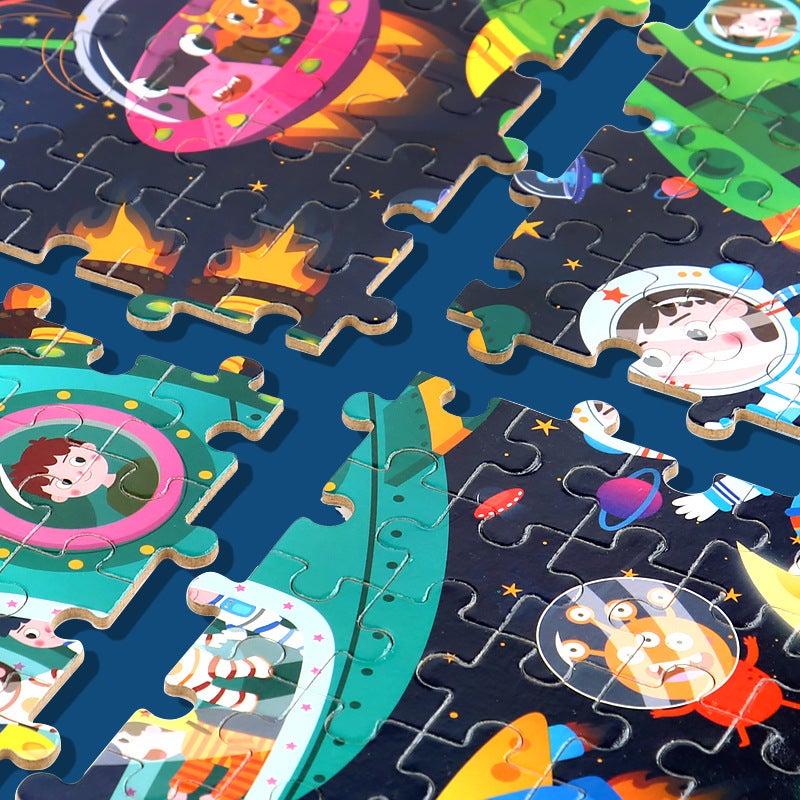 Wooden Puzzle 3-6 Years Old 100 Pieces Iron Box Wooden Puzzle Toy Kidsren'S Educational Early Education Building Blocks Fun - Image 4